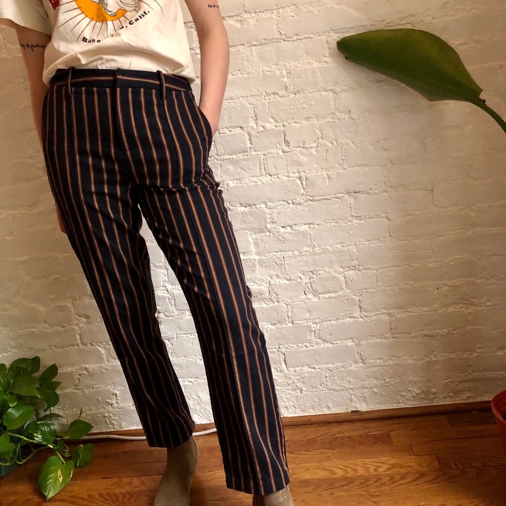 Navy Pinstripe Pants